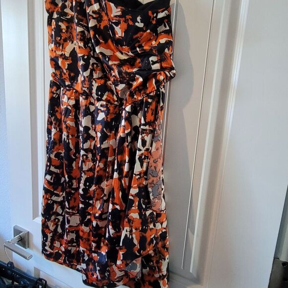 Banana Republic one shoulder dress fall cocktail abstract print size 8 - Picture 7 of 9